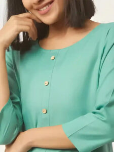 Zelzis women's light green calf length kurti