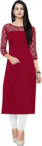 Zelzis women's maroon round neck kurtis