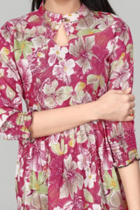 Zelzis women’s pink rayon tunic top for casual and party wear