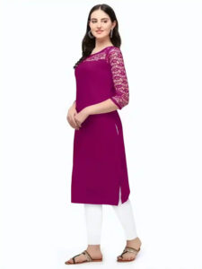 Zelzis women's purple round neck kurti