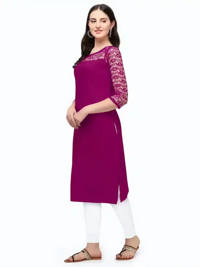 Zelzis women's purple round neck kurti