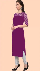 Zelzis women's purple solid crepe kurti