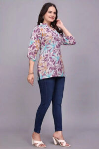Zelzis women’s purple tunic with beautiful floral details