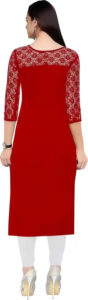 Zelzis women's red round neck kurti