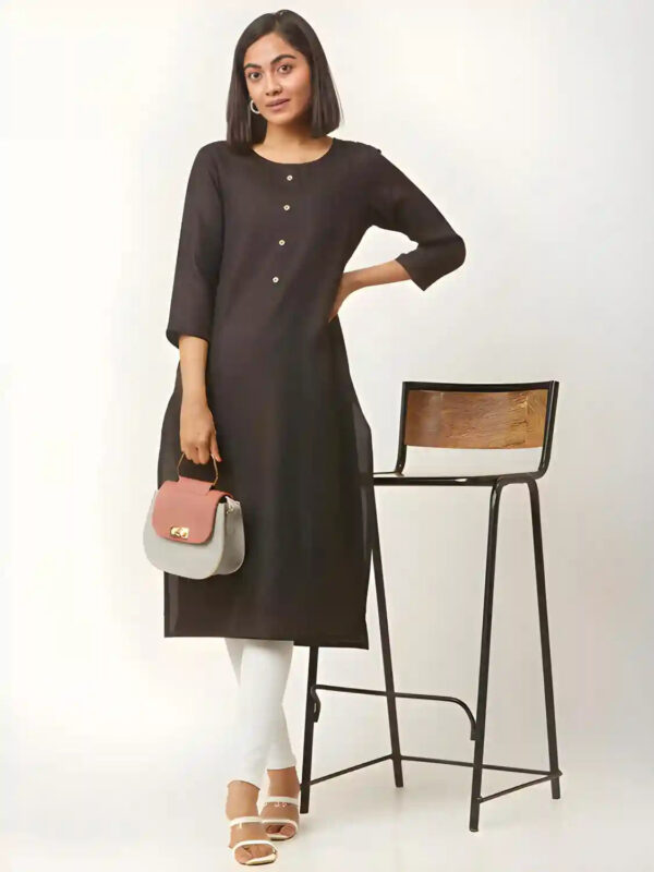 black A-line cotton kurti for women