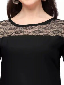 black crepe A-line kurti for women