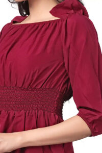 chic maroon ruffle off-shoulder top in crepe for casual and party wear