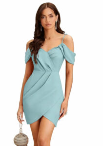 cold shoulder knee length dress in polyester