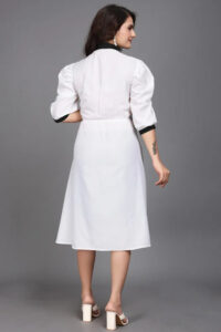 Black pure cotton fit & flare dress with inner lining and comfortable belt