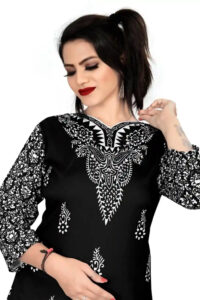 comfortable black rayon tunic top with regular sleeves for daily use