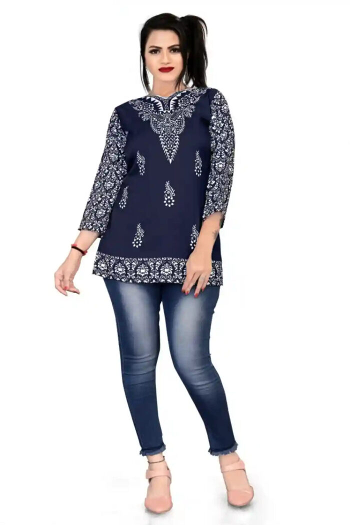 comfortable blue rayon tunic for daily and party wear