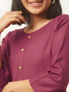 comfortable maroon calf length kurti for daily fashion