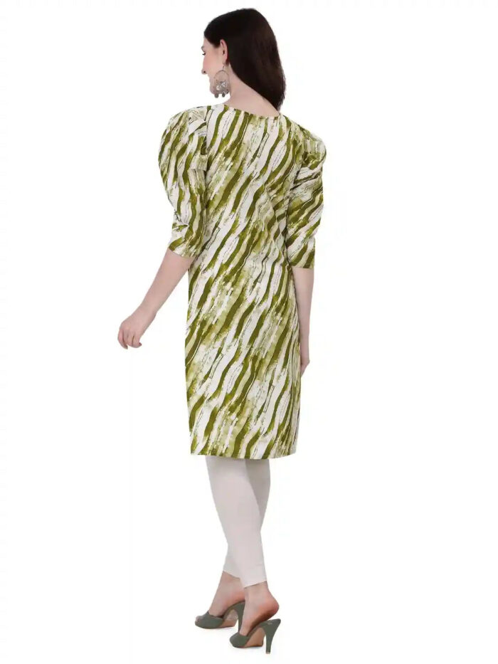 elegant green crepe kurti with a color mix design