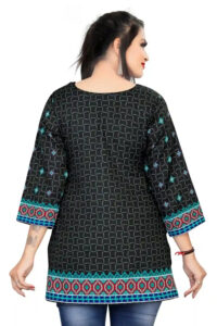 elegant green digital printed tunic with round neck