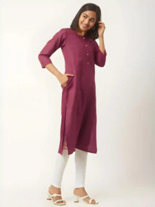 elegant maroon solid A-line kurti for casual wear