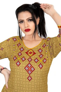 elegant yellow hip length tunic top for women