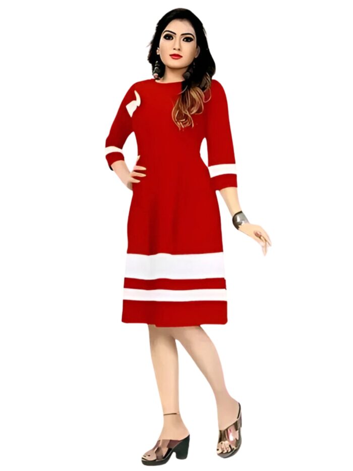 Made in India, red solid fit & flare crepe dress by ZELZIS