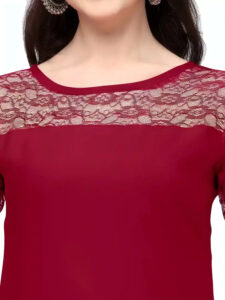 maroon A-line crepe kurti for casual and party wear