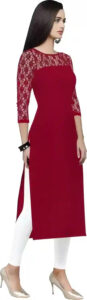 maroon A-line crepe kurtis for women