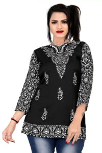 stylish black digital printed rayon tunic for casual wear