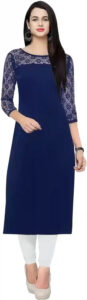 stylish blue A-line kurti for any occasion