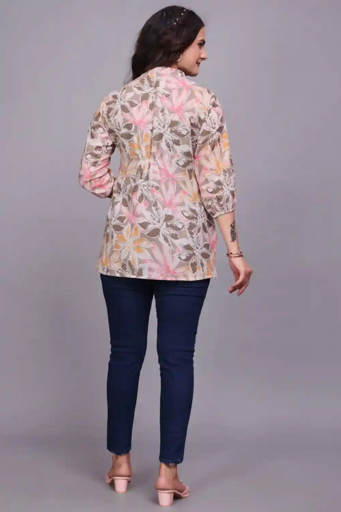 stylish brown floral cotton top for everyday fashion