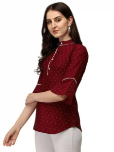 stylish maroon polka dot tunic top for daily and party wear
