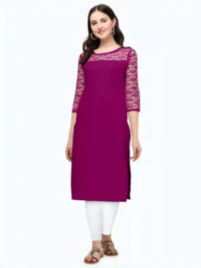 stylish purple calf length kurti for casual wear