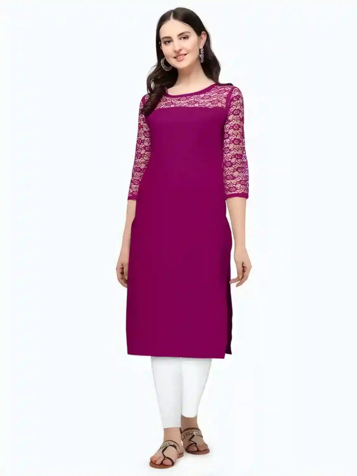 stylish purple calf length kurti for casual wear