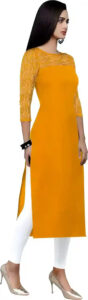 stylish yellow calf length kurtis for everyday wear