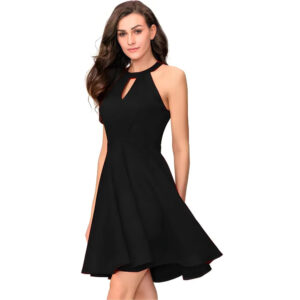 Trendy black solid sleeveless wrap dress for casual & party wear by ZELZIS