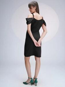 trendy black bodycon cold shoulder dress by zelzis
