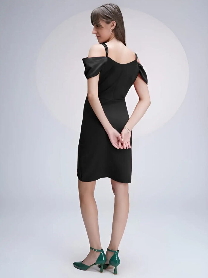 trendy black bodycon cold shoulder dress by zelzis
