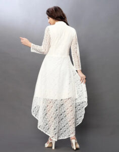 White designer high low dress with inner lining