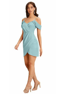 women’s light blue solid party wear dress