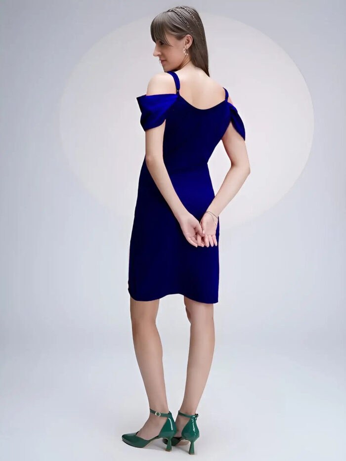 zelzis sweetheart neck blue bodycon dress