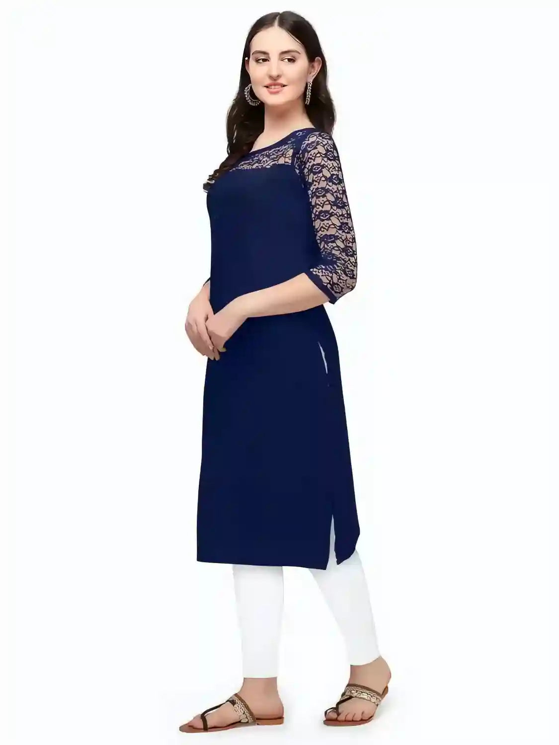 Black & Blue A-Line Straight Daily Wear Crepe Combo Kurtis - Image 7