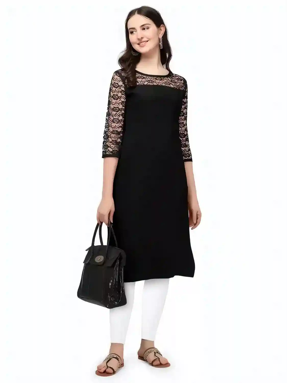 Black & Blue A-Line Straight Daily Wear Crepe Combo Kurtis - Image 10