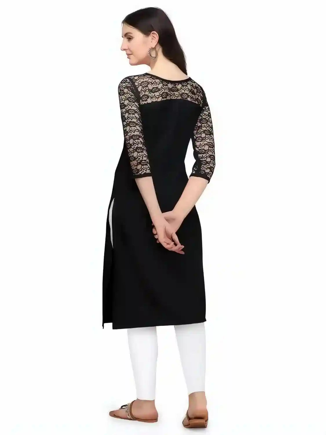 Black & Blue A-Line Straight Daily Wear Crepe Combo Kurtis - Image 6