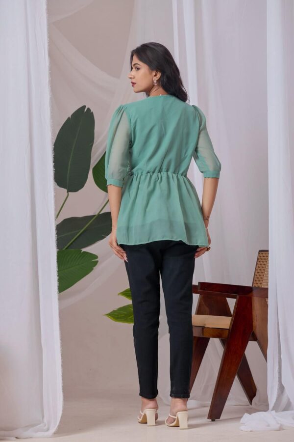 Buy light green embroidered top online for women