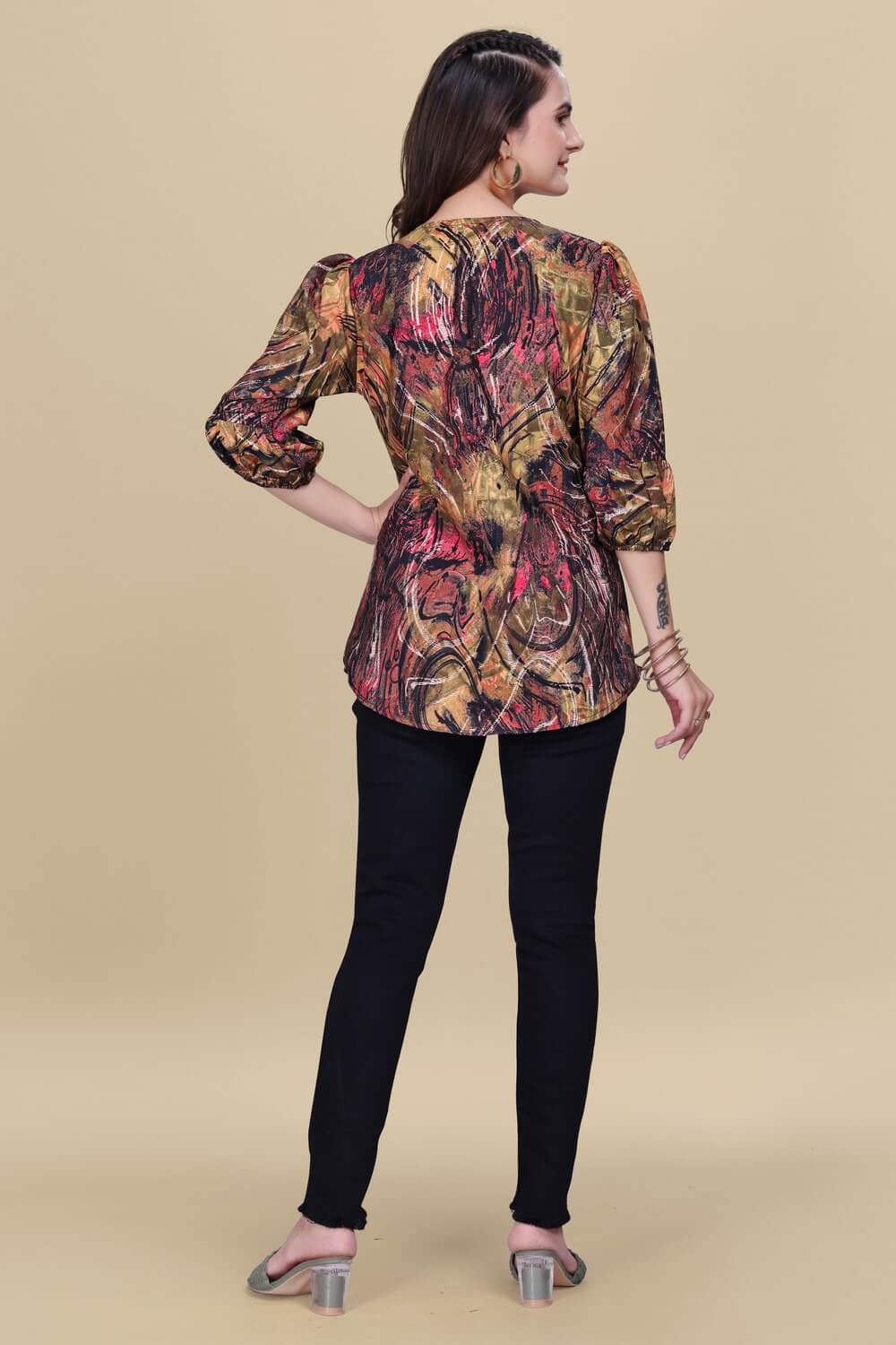 Buy multi color abstract tunic online for women