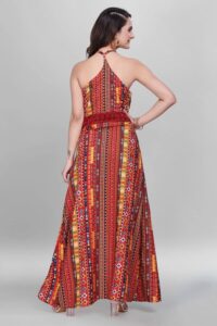 Buy orange ethnic maxi dress online for women