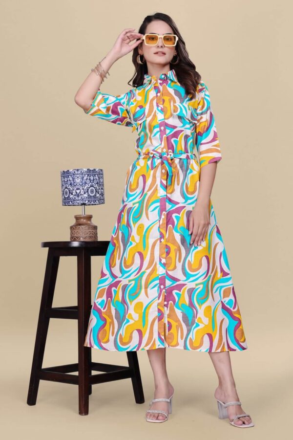 Buy yellow multicolor abstract knee-length dress online