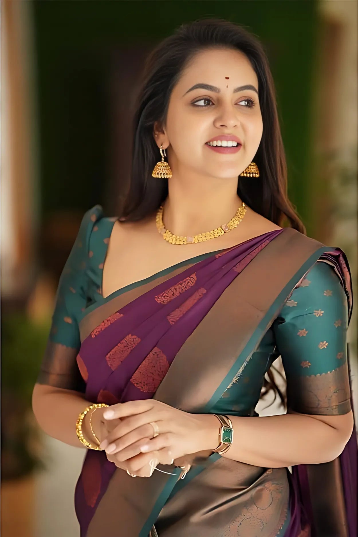 ZELZIS Fashion online Shopping Women Purple Solid Premium Jacquard Sarees With Unstich Blouse Piece