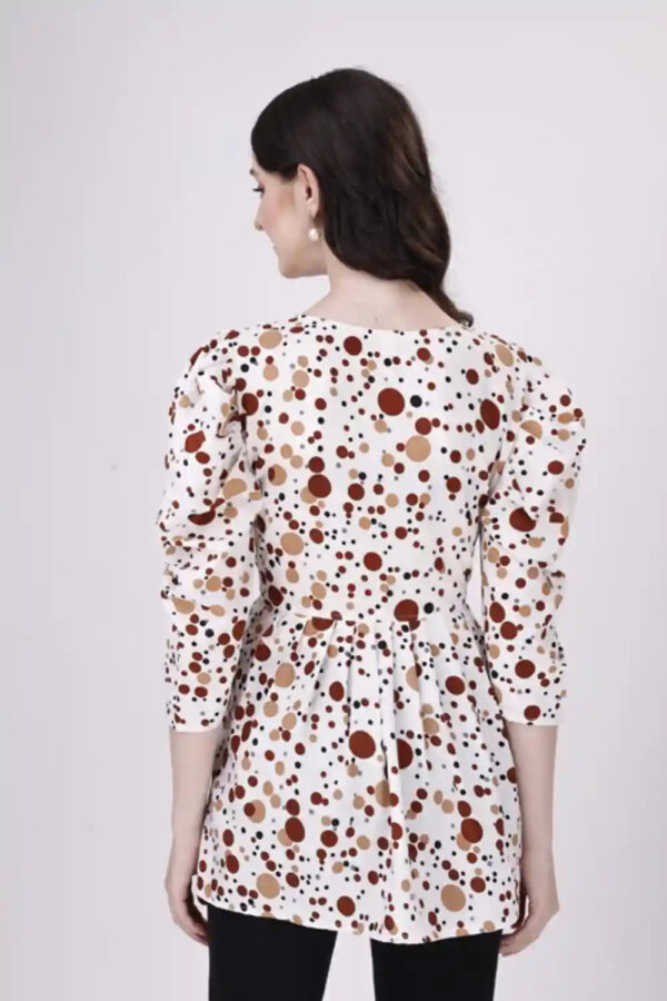 ZELZIS Women's Brown Crepe Tunic with Stylish 2D Dot Design