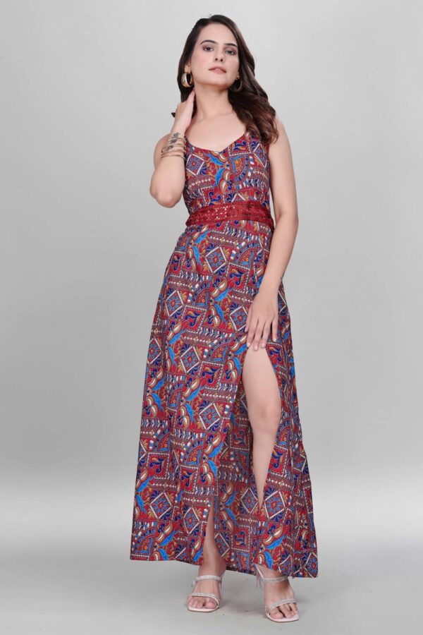 ZELZIS maroon ethnic maxi dress for women
