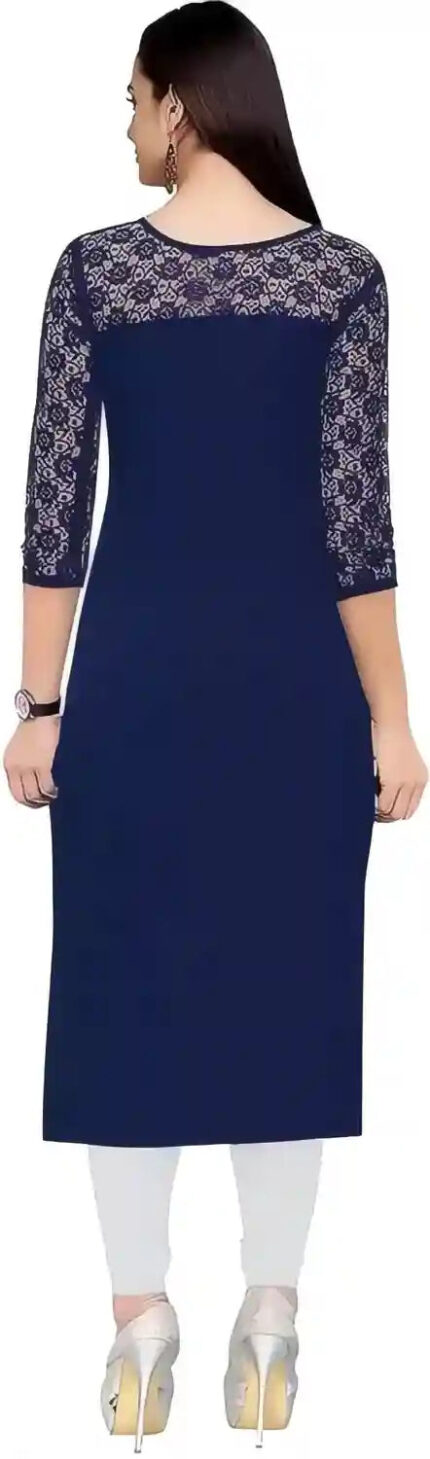 Zelzis women's blue round neck kurti for daily wear