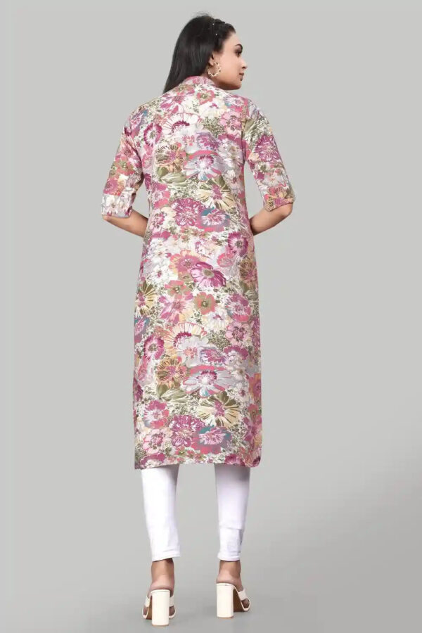 comfortable pink calf length kurti for daily use