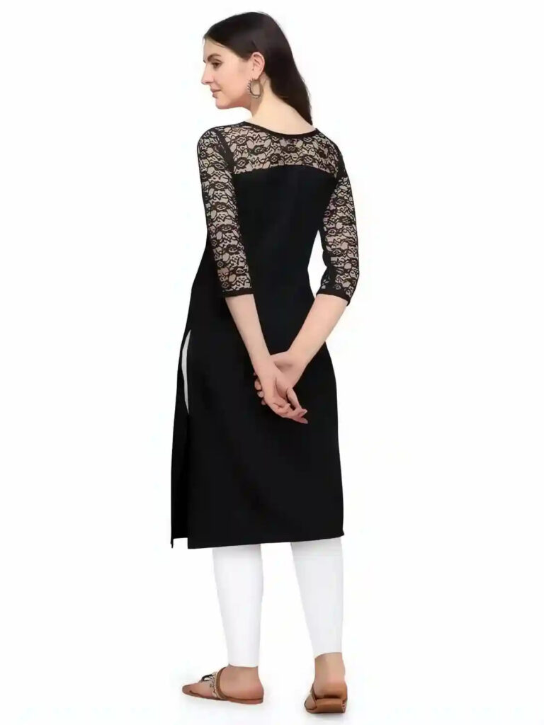 elegant black calf length kurti for daily use