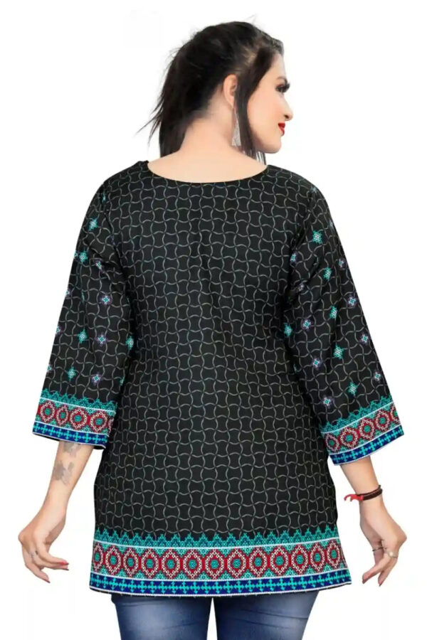 elegant green digital printed tunic with round neck